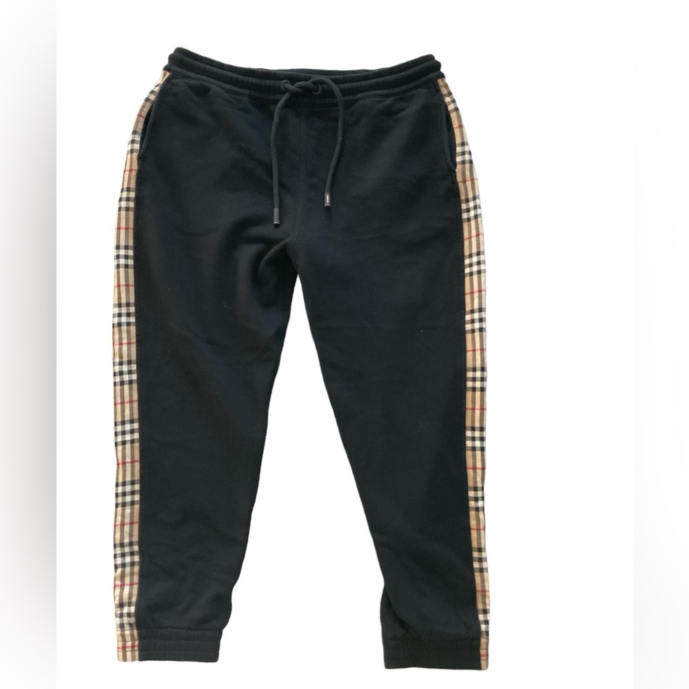 Burberry Check Cotton Sweatpants in Black